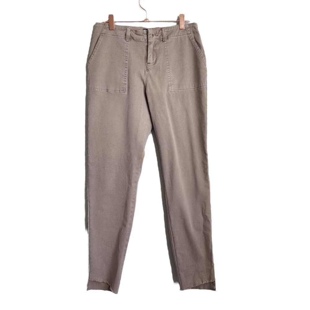 MONROW Side‎ Stripe casual brunch pant in sand raw step hem size 27